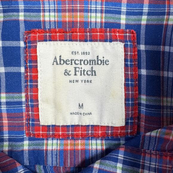 Abercrombie & Fitch Women’s Medium Y2K Plaid Button Up Shirt‎ Red Blue Cotton - Picture 6 of 10